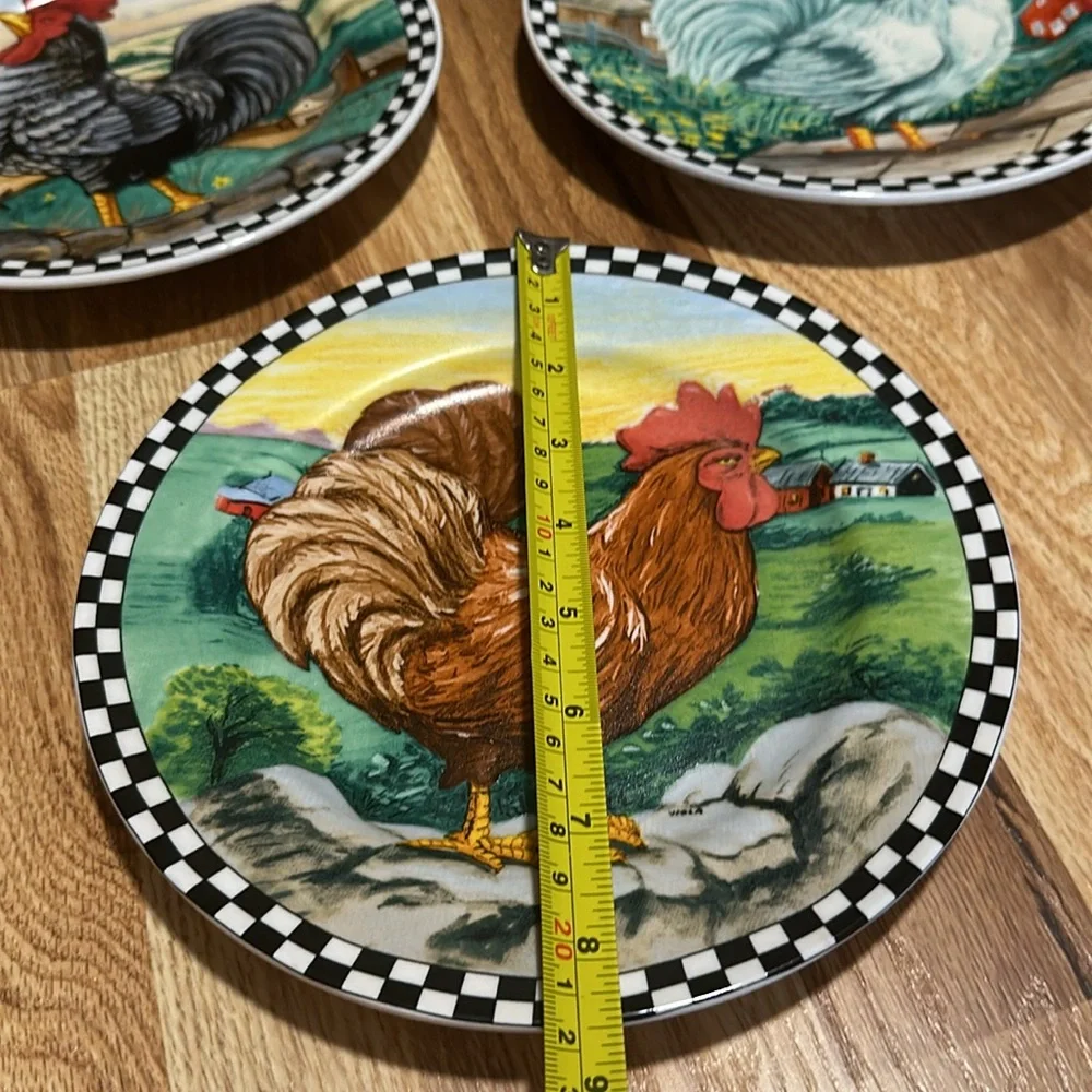 Vintage rooster wire plate wall decor 3 rooster plates set